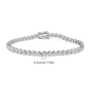 Trendy 3mm Lab Diamond Bangle Bracelet 18K Rose Gold Engagement Wedding Bracelets for Women Bridal Tennis Party Jewelry