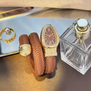 Designer Belt-Woven Snake-Shape Bracelet Watch Quartz Ladies Wristwatch Unique High-End Sensation Fashion Accessory