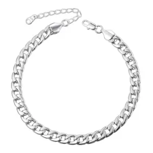 Stainless Steel Silver Plated Women Beach Anklet Leg Jewelry 7MM Wide Foot Bracelet Cuban Link Barefoot Wholesale Drop Shipping