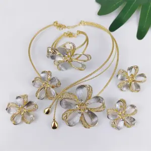 Original Dubai 18K Gold Plated Jewelry Set Women Exquisite Italian Necklace Earrings Bracelet Ring Bridal Wedding Party Gifts