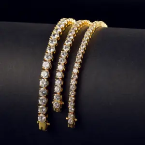 2-6.5mm Men Women Moissanite Tennis Chain Rose Yellow Moissanite Tennis Bracelet s925 Silver Tennis Chain For Women Men
