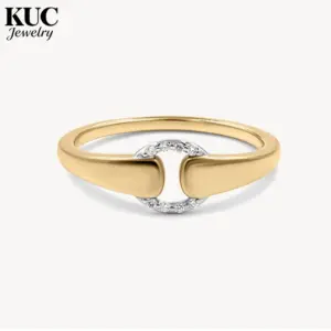 KUC Jewelry Sterling Silver 925 Ring For Woman Daily Wearing Two Toned Zircon Buckle Girls Rings Free Shipping