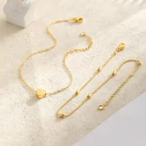 Gold Anklets Bracelets for Women Waterproof,14K Gold Plated Stainless Steel Dainty Layered Anklets Bracelets Set Jewelry Gift