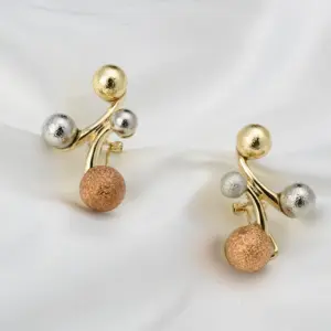 Sunny Jewelry Costume Set Lucky Ball Three Tone Earrings Necklace Bracelet Ring For Women Bridal Wedding Anniversary Gift Party