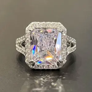 Huitan Simple Design Wedding Bands Rings for Women Luxury Inlaid Big Square Cubic Zirconia Engagement Party 2022 Trendy Jewelry
