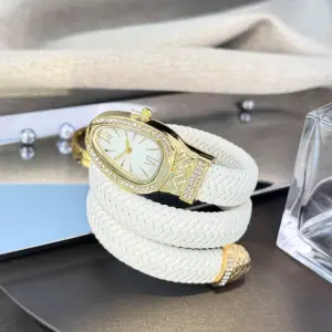 Designer Belt-Woven Snake-Shape Bracelet Watch Quartz Ladies Wristwatch Unique High-End Sensation Fashion Accessory