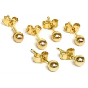 LUXUKISSKIDS 10pairs/lot Ball Stud Earrings Smooth 18K Gold Plated Vacuum Stainless Steel Surgical Earing Sets Classic Piercing