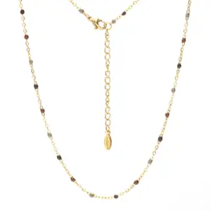 ZMZY Hot Pink Stainless Steel Link Cable Chain Fashion Gold Color Satellite Enamel Beads Necklace for Women Chic Summer Gift