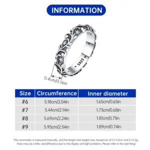 Orstarry S925 Sterling Silver Vintage Pattern Closed Ring For Women Original Finger Ring Jewelry Party Fine Trendy Gifts