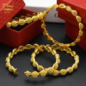 Bangles African Woman Dubai Gold Color 24k Bracelet Indian Jewelry For Women Wedding Charm Arabic Bracelets Luxury Brand