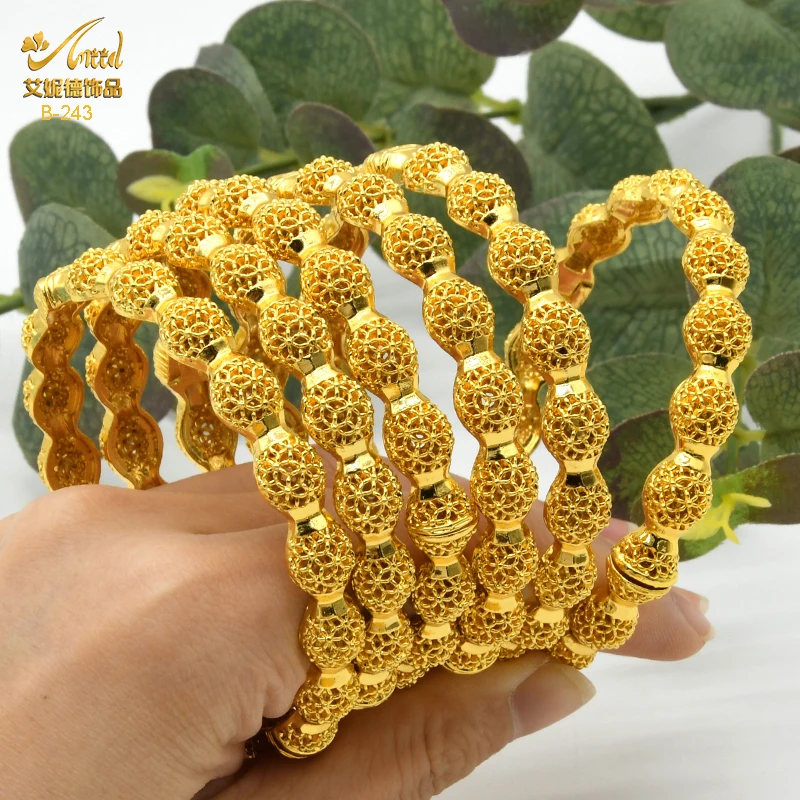 Bangles African Woman Dubai Gold Color 24k Bracelet Indian Jewelry For Women Wedding Charm Arabic Bracelets Luxury Brand