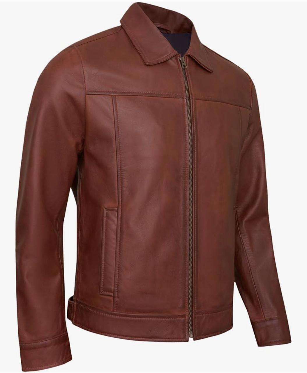 Genuine Brown Sheep Leather Jacket Handmade Premium Quality 100% Genuine COD Available