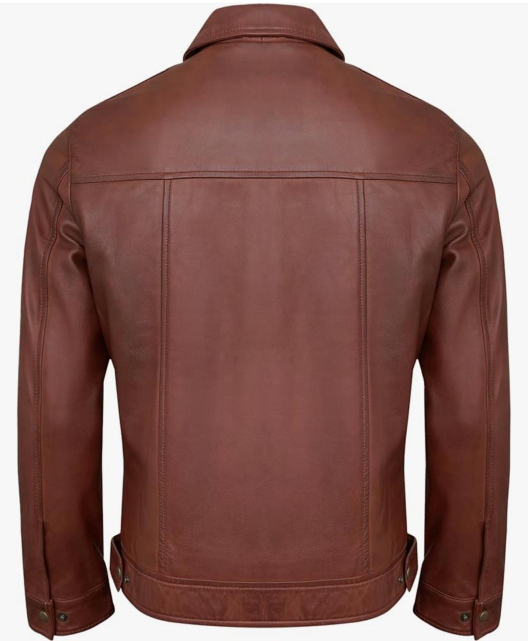 Genuine Brown Sheep Leather Jacket Handmade Premium Quality 100% Genuine COD Available